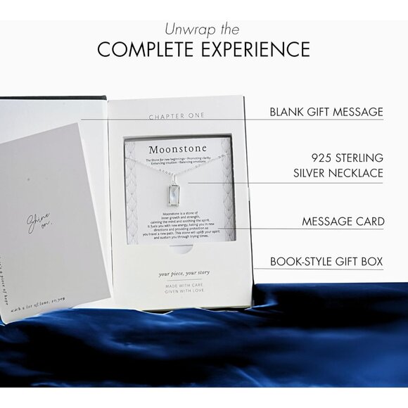 Rainbow Moonstone Sterling Silver Necklace for Women - Inspirational Gift - Picture 4 of 6